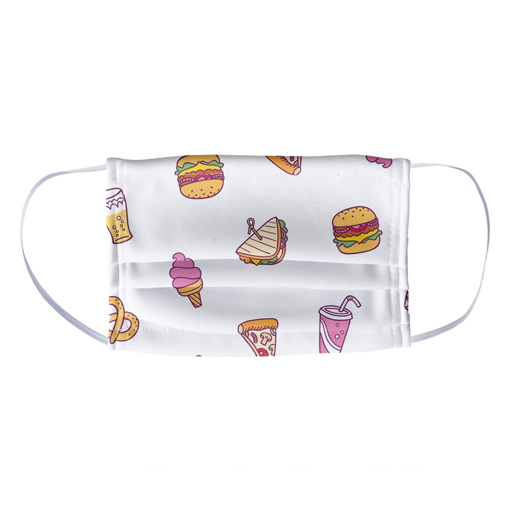 Junk Food Snacks Pattern 1-Ply Reusable Face Mask Covering, Kids