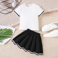 thumbnail image 2 of Xudanell Toddler Girl Outfits Short Sleeved Little Girl Tops and Solid Color Skirts Set Black 6-7 Years, 2 of 9