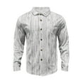 thumbnail image 3 of Mens Corduroy-Shirts with Pocket Long Sleeve Button-Down Collar Tshirts Shirt Trendy Stripe Printed Slim Vintage Cowboys Going-Out Tops, 3 of 7
