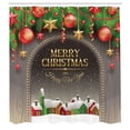 thumbnail image 3 of Ambesonne Christmas Shower Curtain, Vintage Wood Design, 69"Wx84"L, Multicolor, 3 of 5