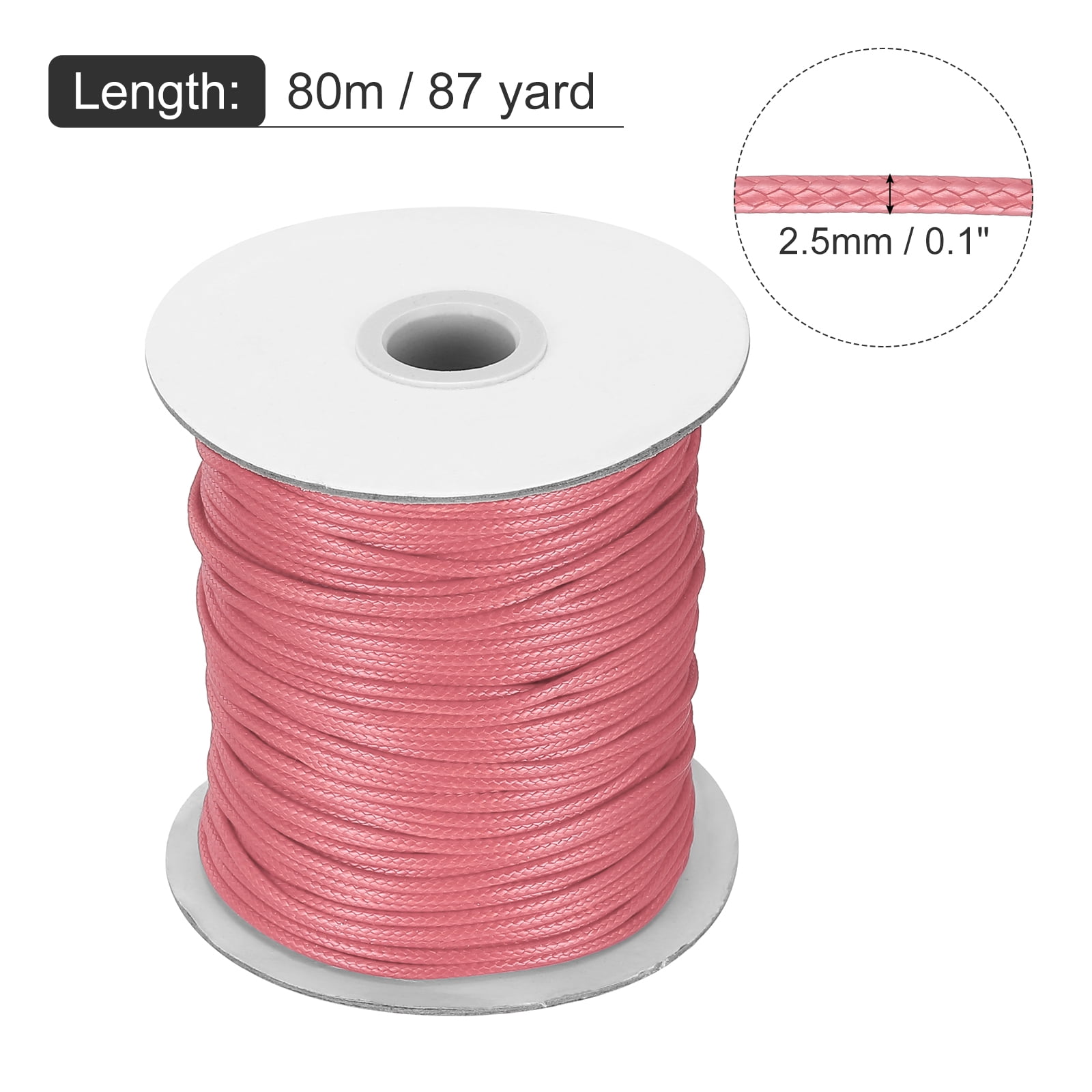 Waxed Cord 2.5mm Waxed Thread 87 Yard Wax String Leather Cord for Bracelet Making, Necklaces, Beading, Jewelry Making and DIY Crafts(Watermelon Red)