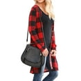 thumbnail image 2 of LACOZY Womens Open Front Cardigan Buffalo Plaid Shirt Large Size Red, 2 of 5