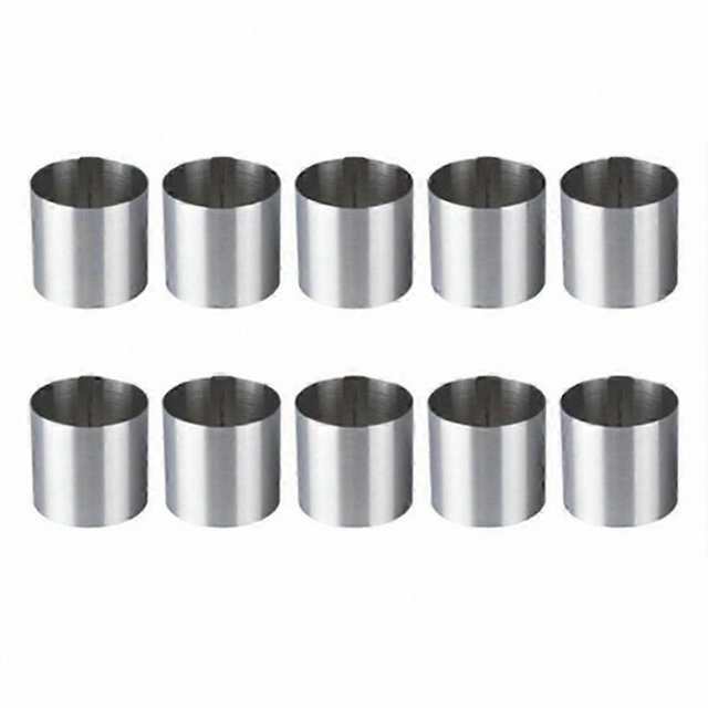 10-Pack Round Stainless Steel Mousse Rings for Baking, Cake Mold and Pastry Cutter Tool Set for Kitchen Use