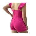 thumbnail image 3 of Bar III Womens Ruched-Front Flutter Romper, Magenta, 2, 3 of 4