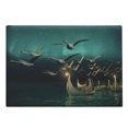 thumbnail image 1 of Fantasy Cutting Board, Medieval Boats Birds Flying Adventure Illustration, Decorative Tempered Glass Cutting and Serving Board, Large Size, Sand Brown Dark Teal, by Ambesonne, 1 of 1