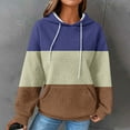 thumbnail image 2 of Womens Tops Hoodie Casual Shirts Long Sleeve Pullover Color Block Striped Blouses Loose Fitting Fall Tees Trendy Sweatshirts,Navy 2,L, 2 of 5