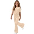 thumbnail image 5 of BXJX Girls Outfit Sets Size 14 T, Summer Crew Neck 2PC Short Sleeve T-Shirts and Flare Pants Sets Beige, 5 of 7