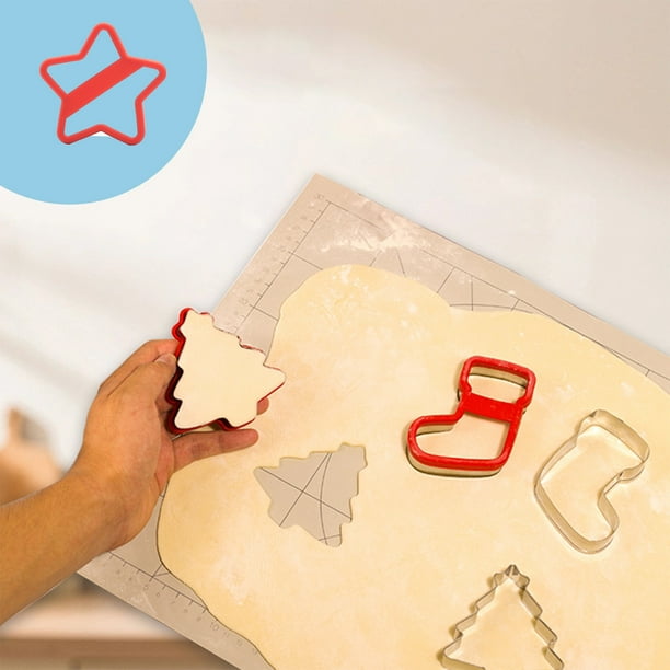 Cortador de masa navideño de acero inoxidable | Herramienta multifuncional para hornear galletas, repujado y rallado | Aparato de cocina apto para uso alimentario | Repostería navideña para uso