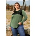 thumbnail image 3 of CASSIE LIZ Plus Size Tops 3X Long Sleeve Womens Shirts Fall Crew Neck Green Sweatshirts Fashion Lace Loose Fit Tunics Winter Blouses Casual Pullovers 3XL 22W 24W, 3 of 5