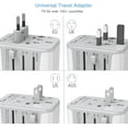 thumbnail image 7 of Universal Travel Plug Adapter with 4 USB Ports(1 USB C) and Multiple Plug Options, Double Fuse, White and Gray, 7 of 7