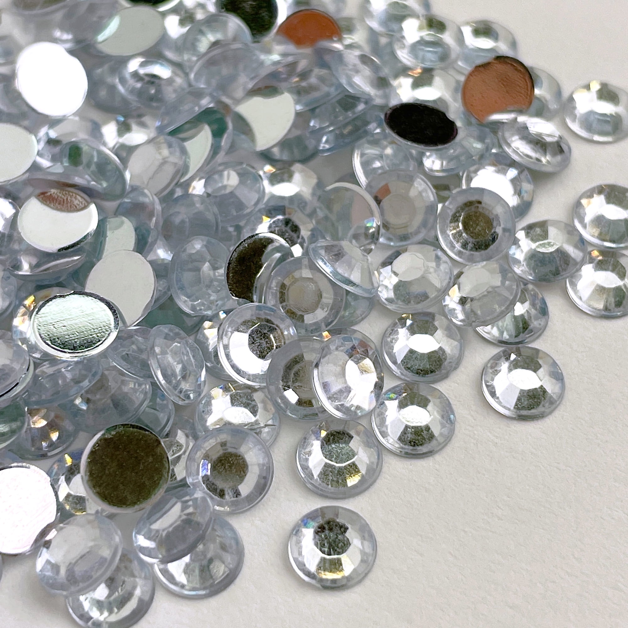 TecUnite 4000 Pieces Glass Flatback Gemstones Round Flat Back