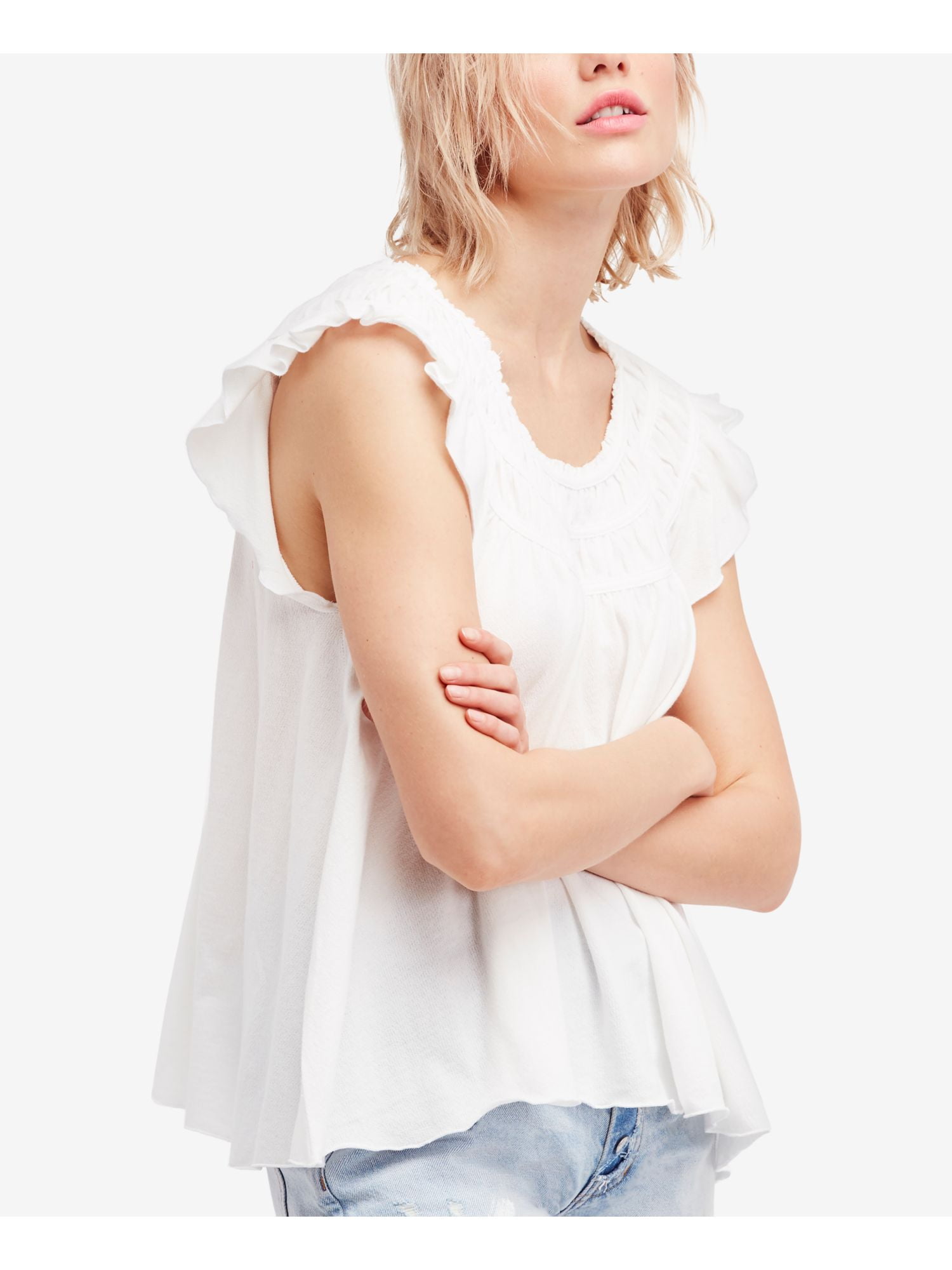 sleeveless peasant top