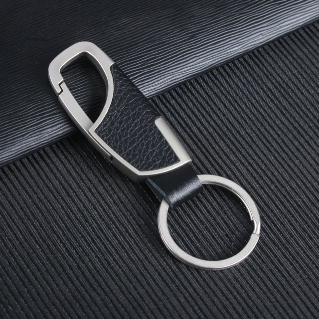 Llavero de metal de cuero para hombre, accesorio creativo para coche, llavero colgante, pequeño regalo
