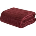 thumbnail image 2 of Noble House Superior Chevron Braided Bed Blanket Soft Microplush Cover (Queen, Burgundy), 2 of 2