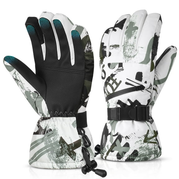 Atercel Ski Gloves Touch Screen Waterproof Insulation for Men and Women(Green, M)