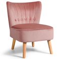 thumbnail image 1 of Costway Armless Accent Chair Tufted Velvet Leisure Chair Single Sofa Upholstered Pink, 1 of 8