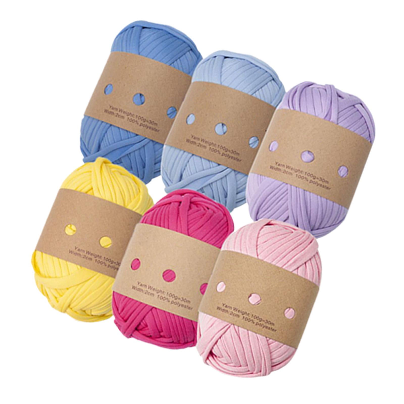 Wxqbjtam 6 Pieces Knitted Yarn Spaghetti 3M Cushion Elastic 6 Colors Rugs Home Decor Yarn A