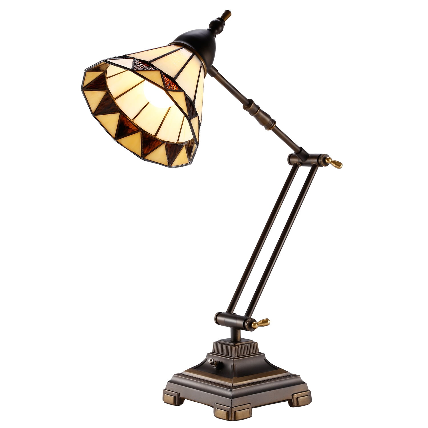 ESCENA Tiffany Style Swing Arm Table Lamp with Glass Lampshade for
