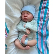BZDOLL Realistic 48 CM Reborn Baby Asleep Levi Doll With Hand-Painted 3D Skin and Vascular Vein, 19 Inch Alive Soft Vinyl Newborn Bebe Cute Play House Toy Birthday Gift For Child