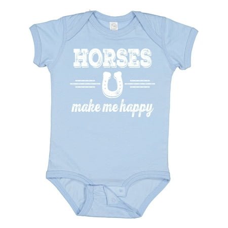 

Inktastic Horses Make Me Happy Gift Baby Boy or Baby Girl Bodysuit