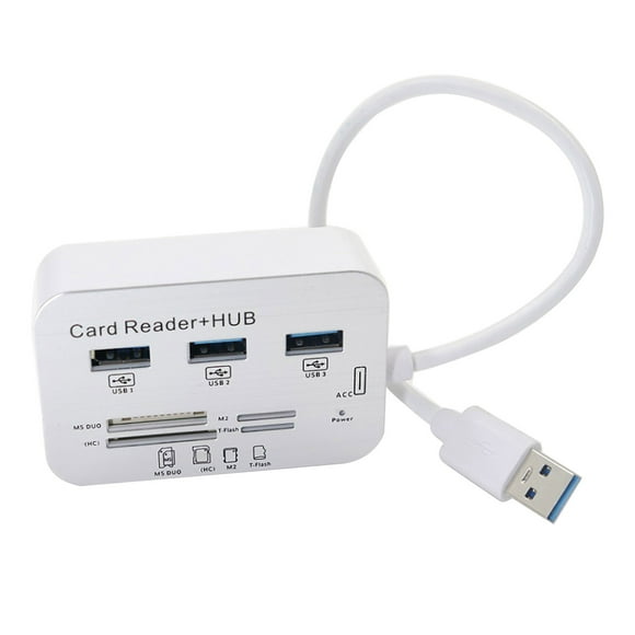 Lector de tarjetas USB 3.0 7 en 1, adaptador de memoria multien-1 MS SD M2 TF con velocidad de transferencia de datos de 5 Gbps y protección contra sobretensiones para Windows.