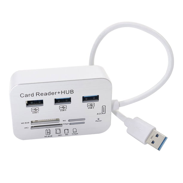 Lector de tarjetas USB 3.0 7 en 1, adaptador de memoria multien-1 MS SD M2 TF con velocidad de transferencia de datos de 5 Gbps y protección contra sobretensiones para Windows.