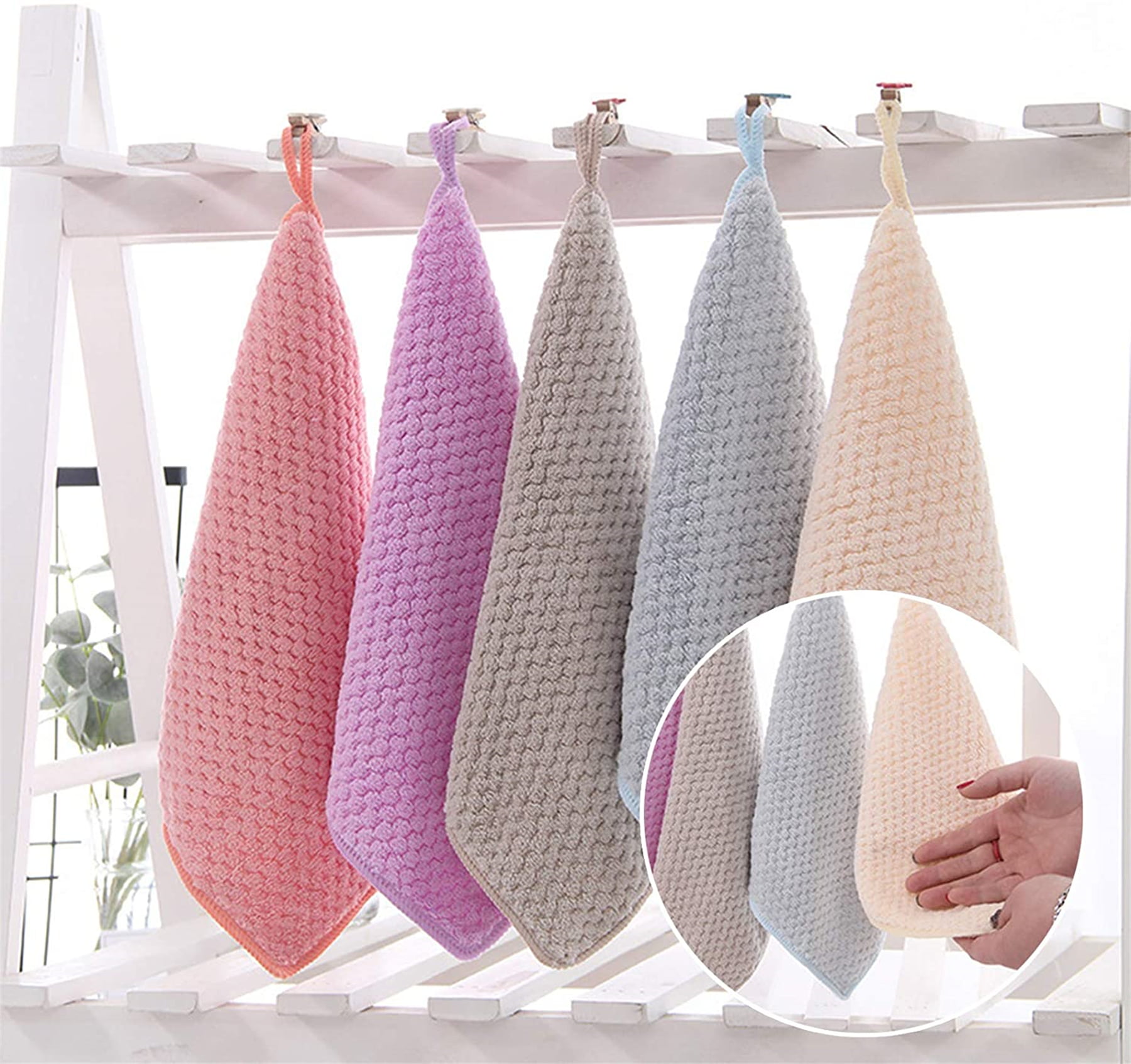 wash Basin Hanging Hand Kitchen Towel Napkin with Ties , multicolour ( Pack  of 8) Hand Towels