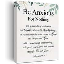 Christian Canvas Wall Art Philippians 4:6-7 Be Anxious for Nothing Canvas Print Positive Scripture Canvas Painting Home Wall Decor Framed Gift 12x15 Inch