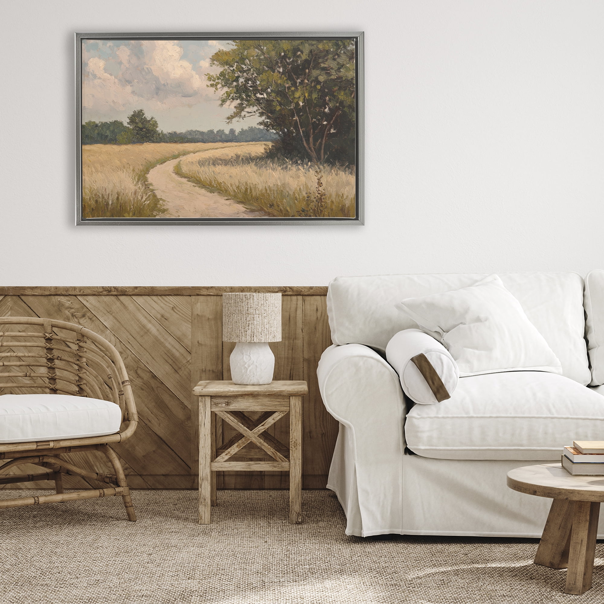 Stupell Industries Peaceful Thinking Path Gray Framed Floater Canvas Wall Art, design by Petal Prints Design