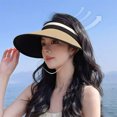 thumbnail image 5 of JingChun Sun Hats for Women Wide Brim Roll-Up Beach Ponytail Hat Packable Foldable Travel Straw Visor, 5 of 6