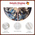 thumbnail image 3 of Bingfone Christmas Tree Skirt Mat Christmas Decoration Interior 30" -Vintage Blue Floral Wolf, 3 of 6