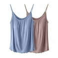 thumbnail image 2 of QUINDOS Athletic Womens Tank Tops Summer 2 Pack Camisoles for Women Pack Running MultiPack Sleeveless Crew Neck Spaghetti Strap Cami Shirts Solid Color Loose Ruffle Undershirts, 2 of 4