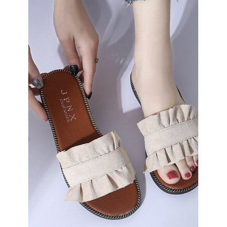 

Women Summer Casual Sandals with Comfortable Arch Support Non-slip Fungus Lace Slippers Middle Heel
