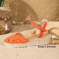 thumbnail image 4 of CYMMPU Women's Lace Crochet Ankle Strap Espadrille Wedge Sandals, Closed Toe Buckle Beach Footwear Orange 38, 4 of 7