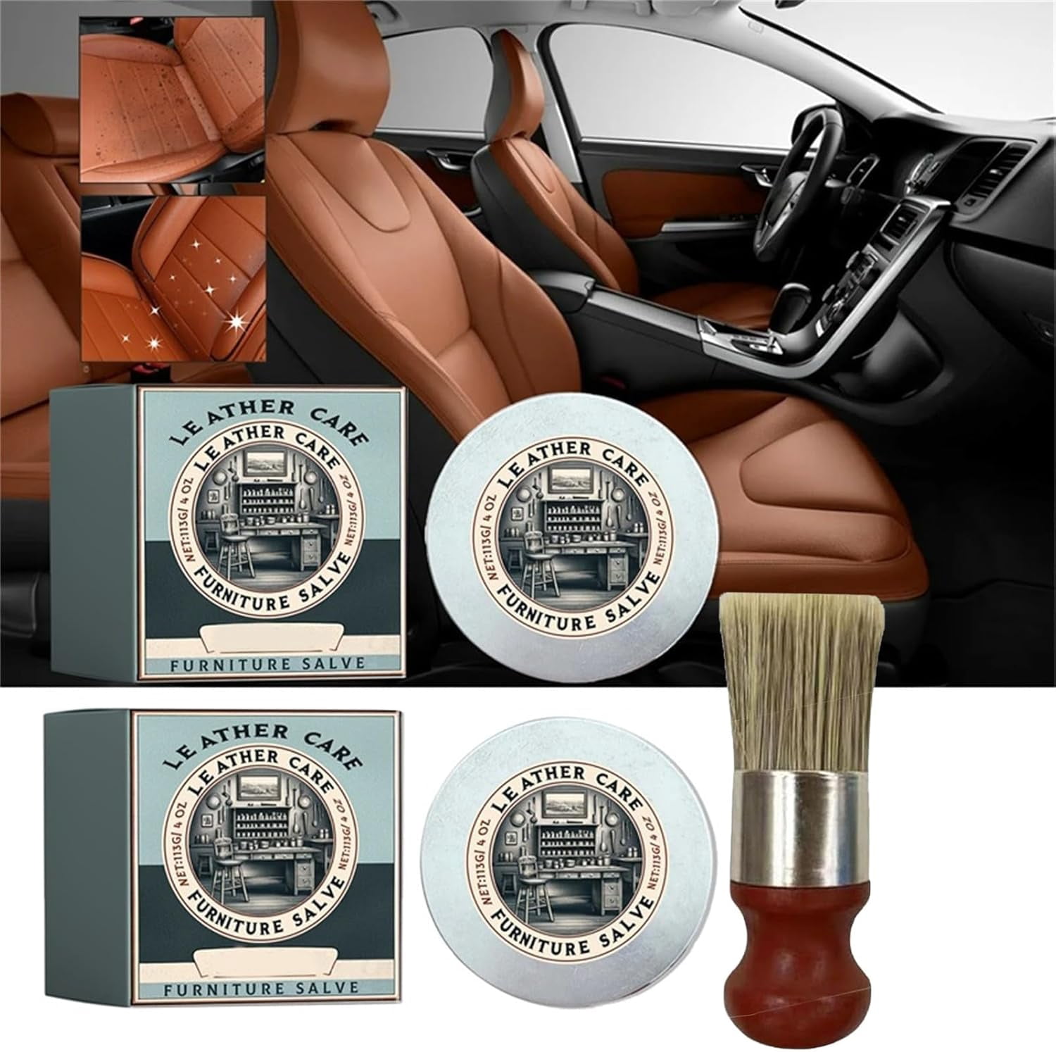 Snauff Leather & Furniture Repair Salve, Snauff Leather Salve and Brush for Furniture, Household Upholstery Cleaners for Home, Wood Furniture Repair Salves, for Wood for Sofa, Car Seats,