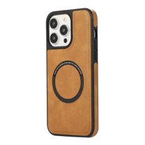 Dteck Slim Case for iPhone 15 Pro Max, Compatible with MagSafe, Stylish Matte PU Leather Magnetic Phone Case Cover for iPhone 15 Pro Max,Brown