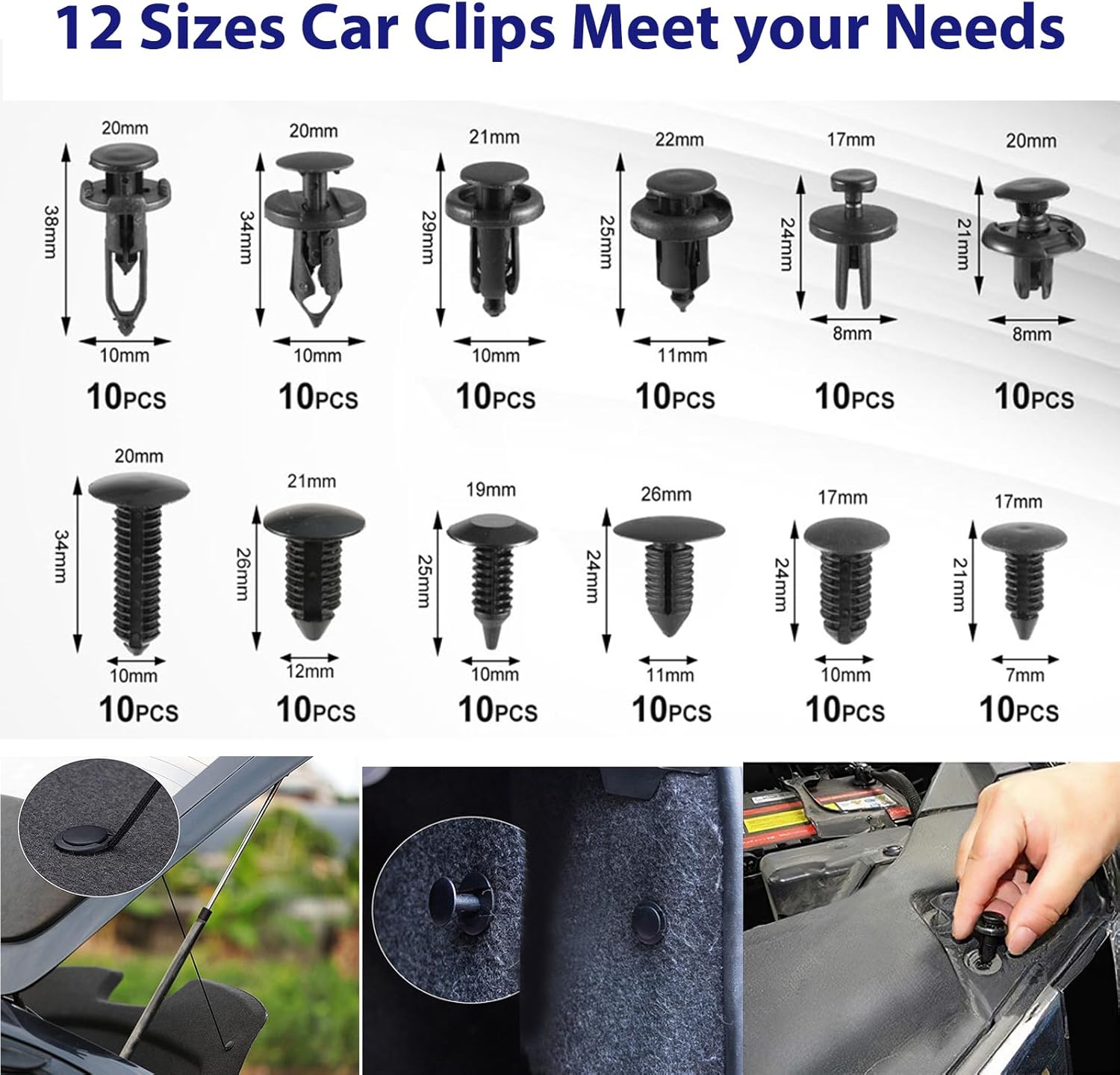 352pcs Trim Removal Tool, Pry Tool, Door Panel Removal Tool Kit, Clip Tool, Fasteners Removal Tool with Car Retainer Body Clips Set, Blue