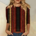 thumbnail image 2 of CYMMPU Striped Ombre 3/4 Sleeve T-Shirts Fall Fashion Shirts Blouses for Women Dressy Casual Spring Tops Round Neck Loose Fit Dye Tie T-Shirts Multicolor XXL, 2 of 5