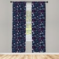 thumbnail image 3 of Ambesonne Leaf Curtains, Pansy Bluebell Dandelion, Pair of 28"x84", Sea Green Indigo, 3 of 5