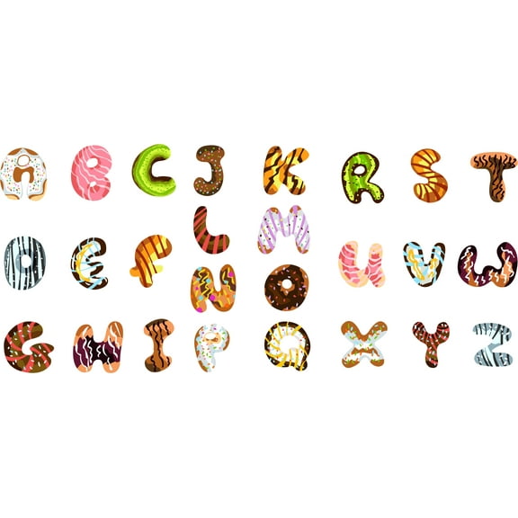 Blinggo Doughnut 5'' Alphabet ABC Baby Nursery Peel & Stick Wall Art Sticker Decals Kids Nursery Room Décor