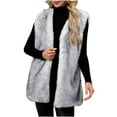 thumbnail image 7 of Ailaofu Womens Oversized Faux Fur Vests Sleeveless Open Front Cardigan Fuzzy Jacket Coat Outerwear 2025 Fall Winter, 7 of 7