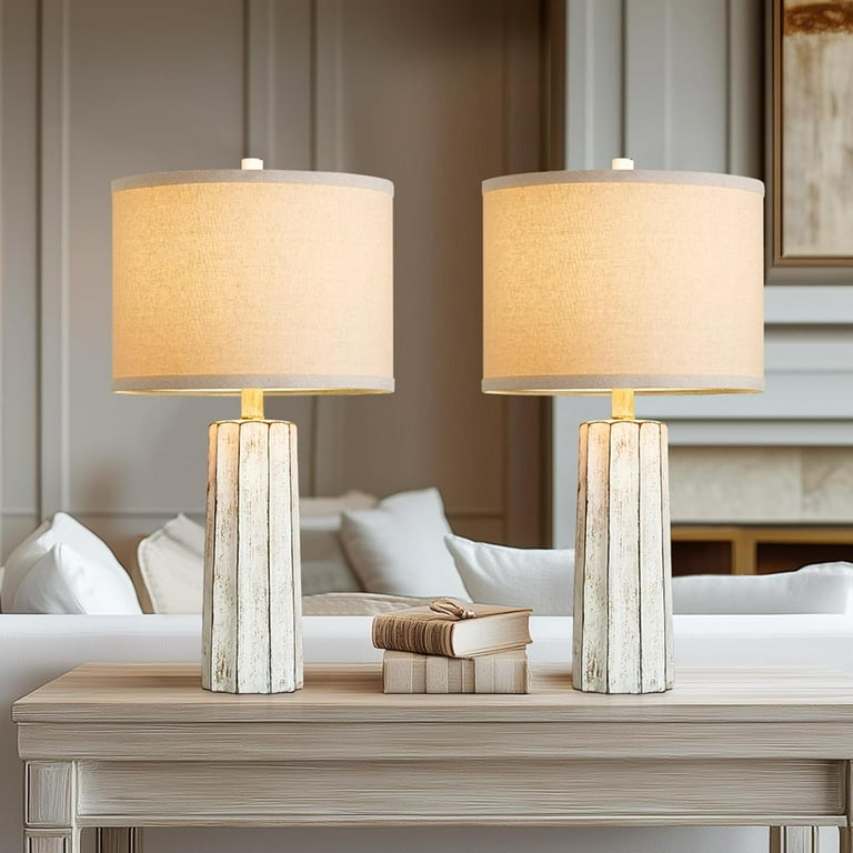 24'' Rustic Table Lamps Set of for Bedroom Living Room, Wash