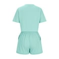 thumbnail image 5 of on Clearance Women's Tops Women's two-piece spring and summer suit short-sleeved loose sportswear casual leisure suit matching suit Ndbuld Mint Green 2XL, 5 of 6