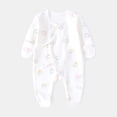thumbnail image 2 of mgoYE Newborn Romper Coming Home Outfit Unisex Cotton Pattern Button Jumpsuits for Infant Baby Boys Girls(Light Purple,1-3 Months), 2 of 3