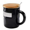 thumbnail image 2 of Paquete con 10 piezas de Taza de cerámica mate con tapa y cuchara negro 7 x 10.2, 2 of 6