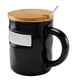 thumbnail image 2 of Paquete con 10 piezas de Taza de cerámica mate con tapa y cuchara negro 7 x 10.2, 2 of 6