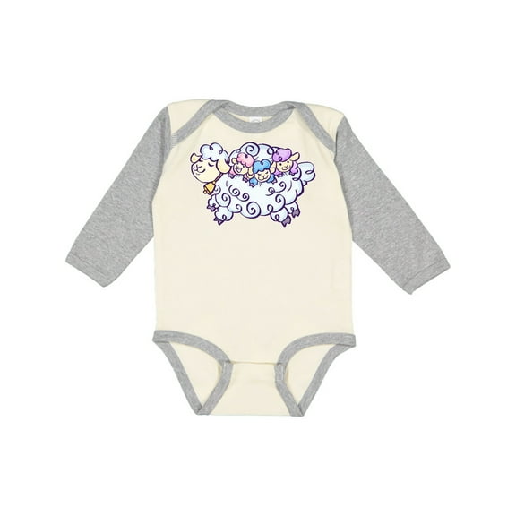 Inktastic Fluffy Sheep Family Boys or Girls Long Sleeve Baby Bodysuit