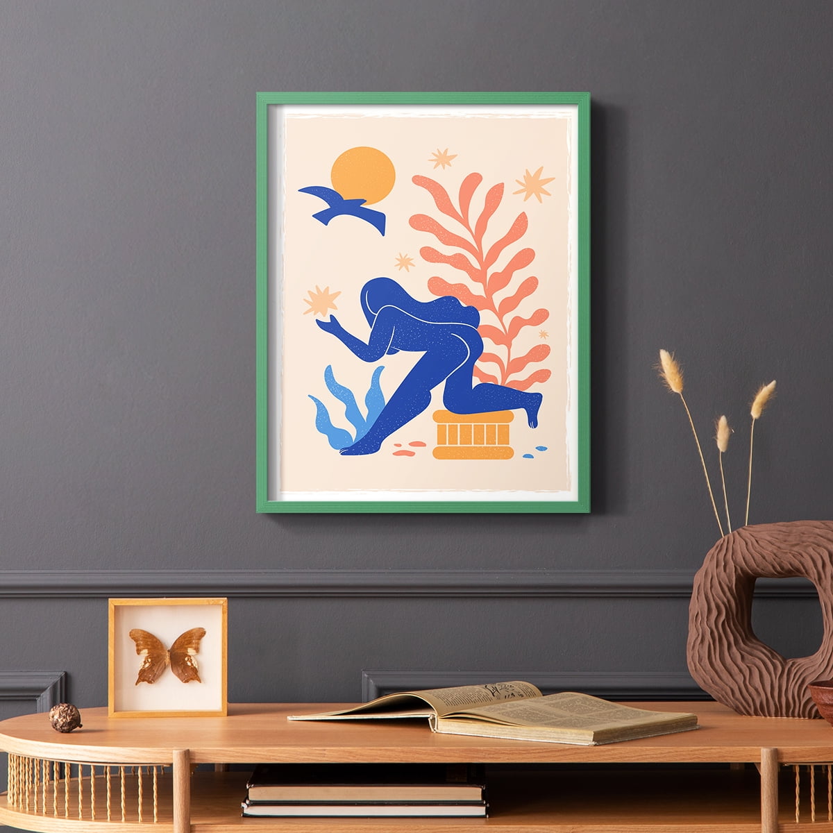 Matisse CDLXI in Green Solid Wood Framed Print No Nail Hanging