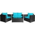 thumbnail image 5 of Gymax 8PCS Rattan Patio Conversation Set Outdoor Furniture Set w/ Turquoise Cushions, 5 of 9