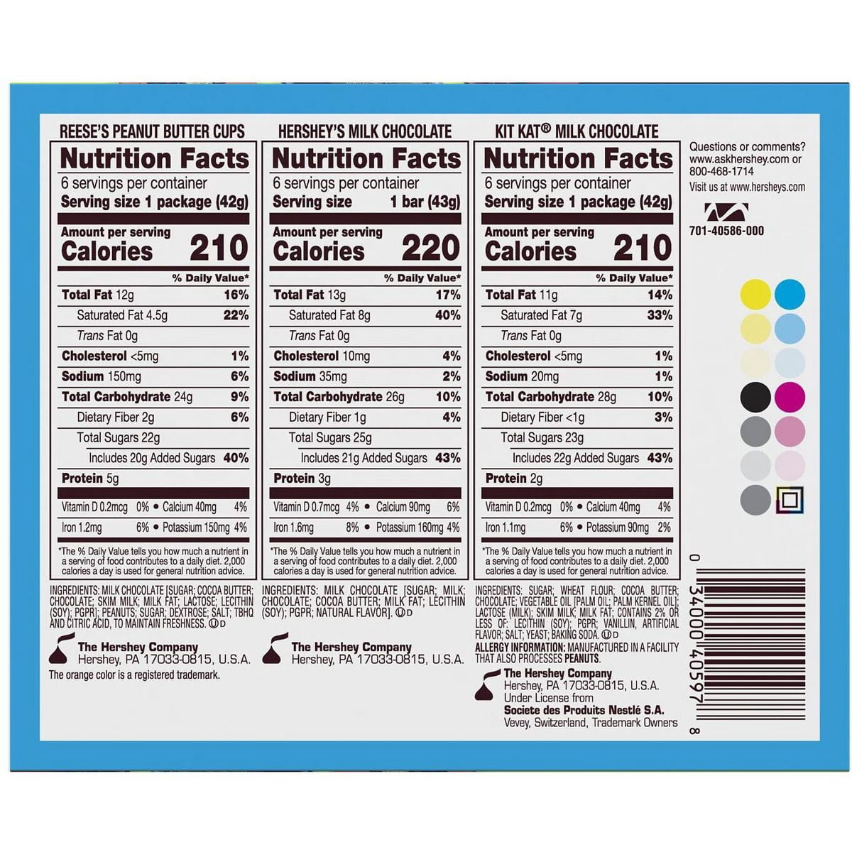 Reese's, Hershey's and Kit Kat Milk Chocolate Candy Bars Variety Pack - 18ct - Pack of 2